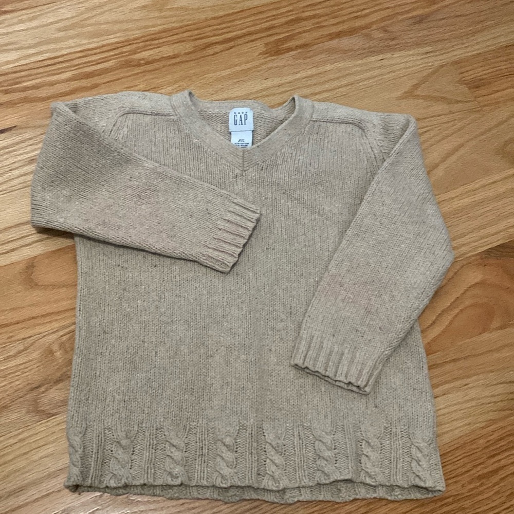 Baby Gap wool cotton sweater kids 5XL 5 Yrs. Beige cable knit preppy unisex warm